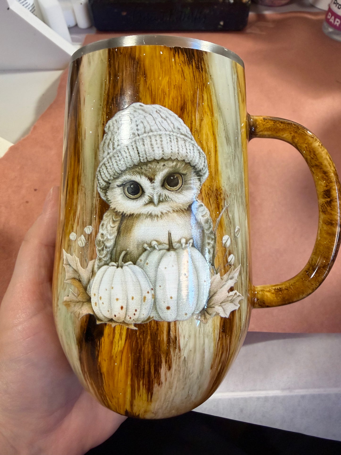 Cozy pumpkin patch owl 16oz mug